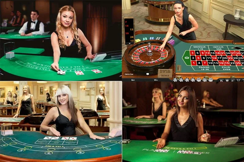 Tampilan meja dealer untuk pengalaman kasino live
